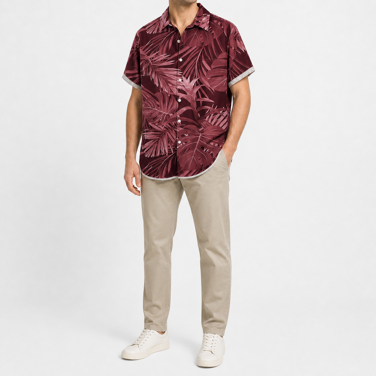 ⏰Seasonal Clearance Sale🔥Men's Tropical Leaf Relaxed Short-Sleeve Shirt Set