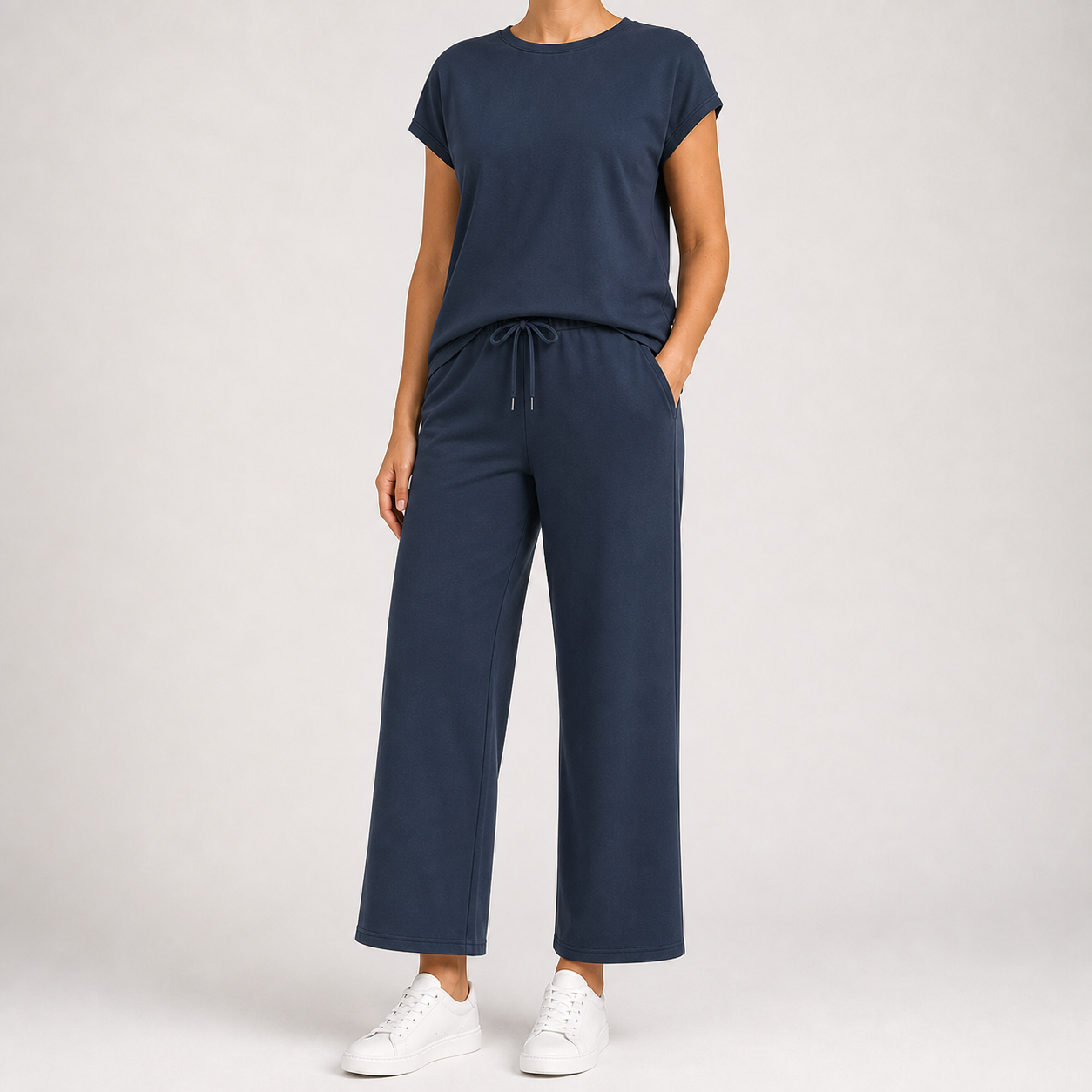 Women's Relaxed Short-Sleeve Wide-Leg Matching Set