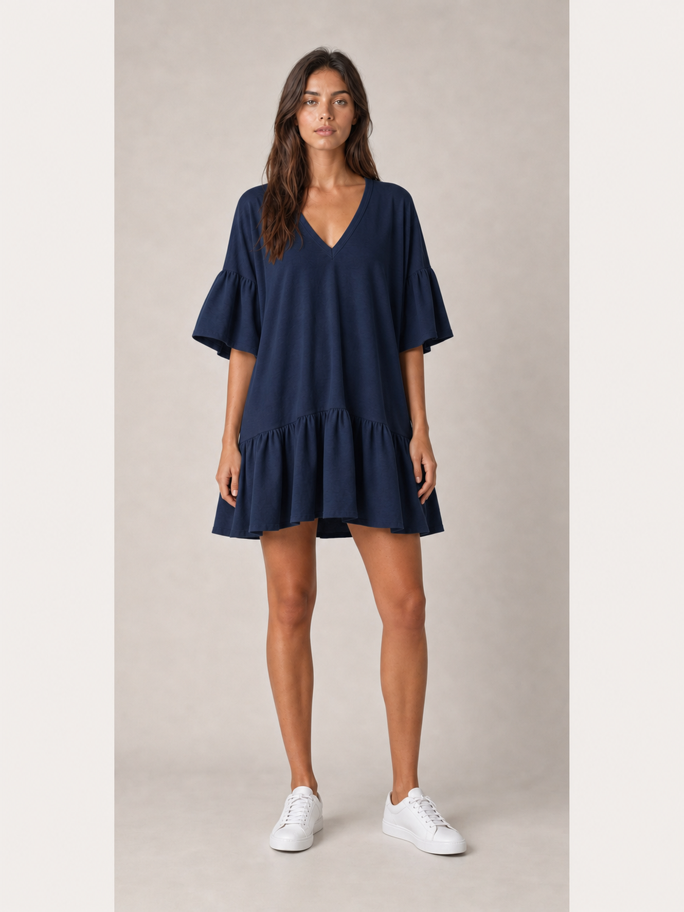 ⏰Seasonal Clearance Sale🔥Women's V-Neck Ruffle Sleeve Drop-Waist Mini Dress