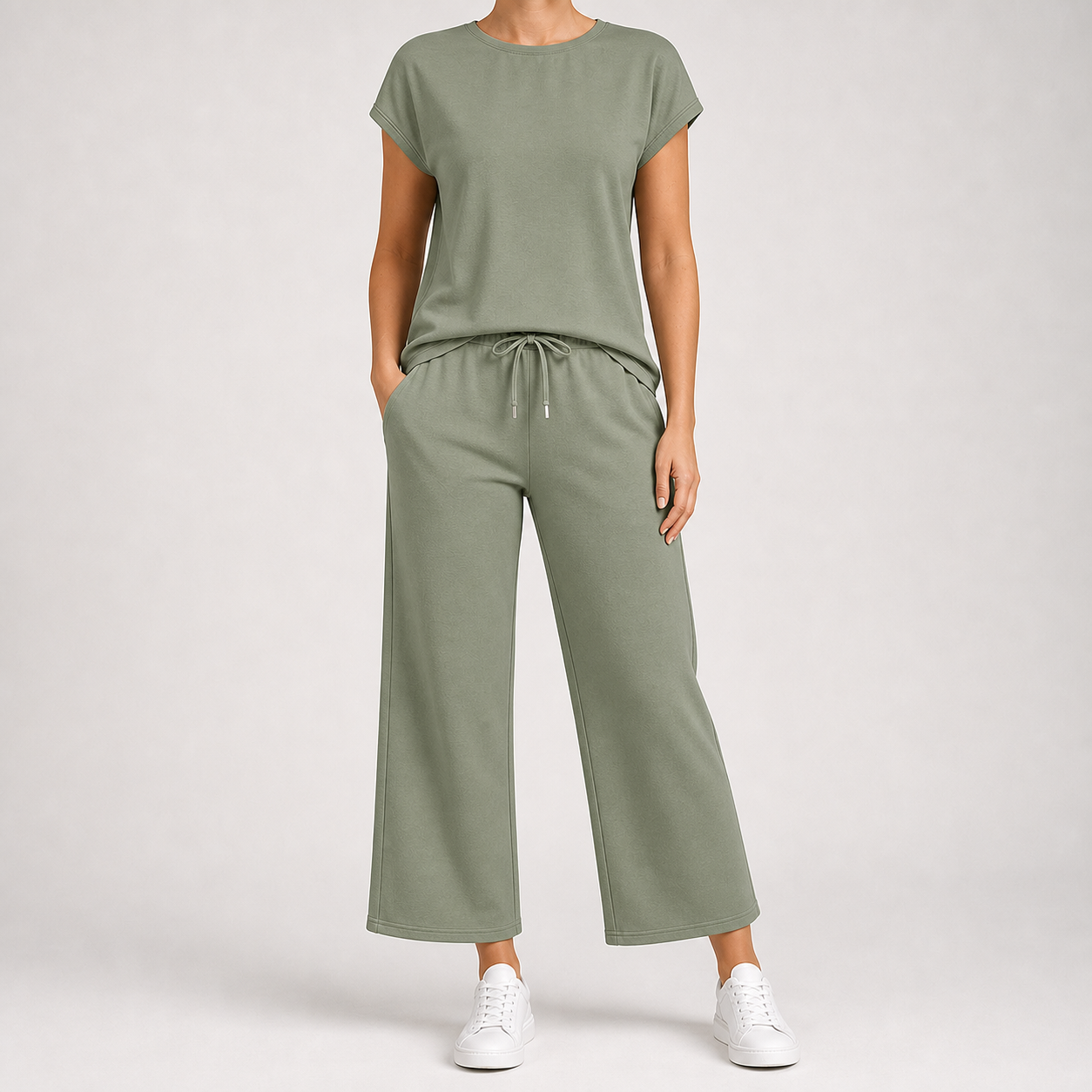 Women's Relaxed Short-Sleeve Wide-Leg Matching Set