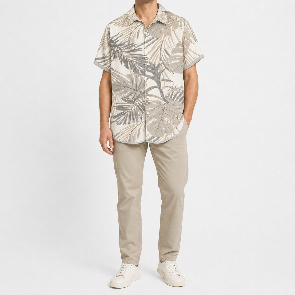 ⏰Seasonal Clearance Sale🔥Men's Tropical Leaf Relaxed Short-Sleeve Shirt Set