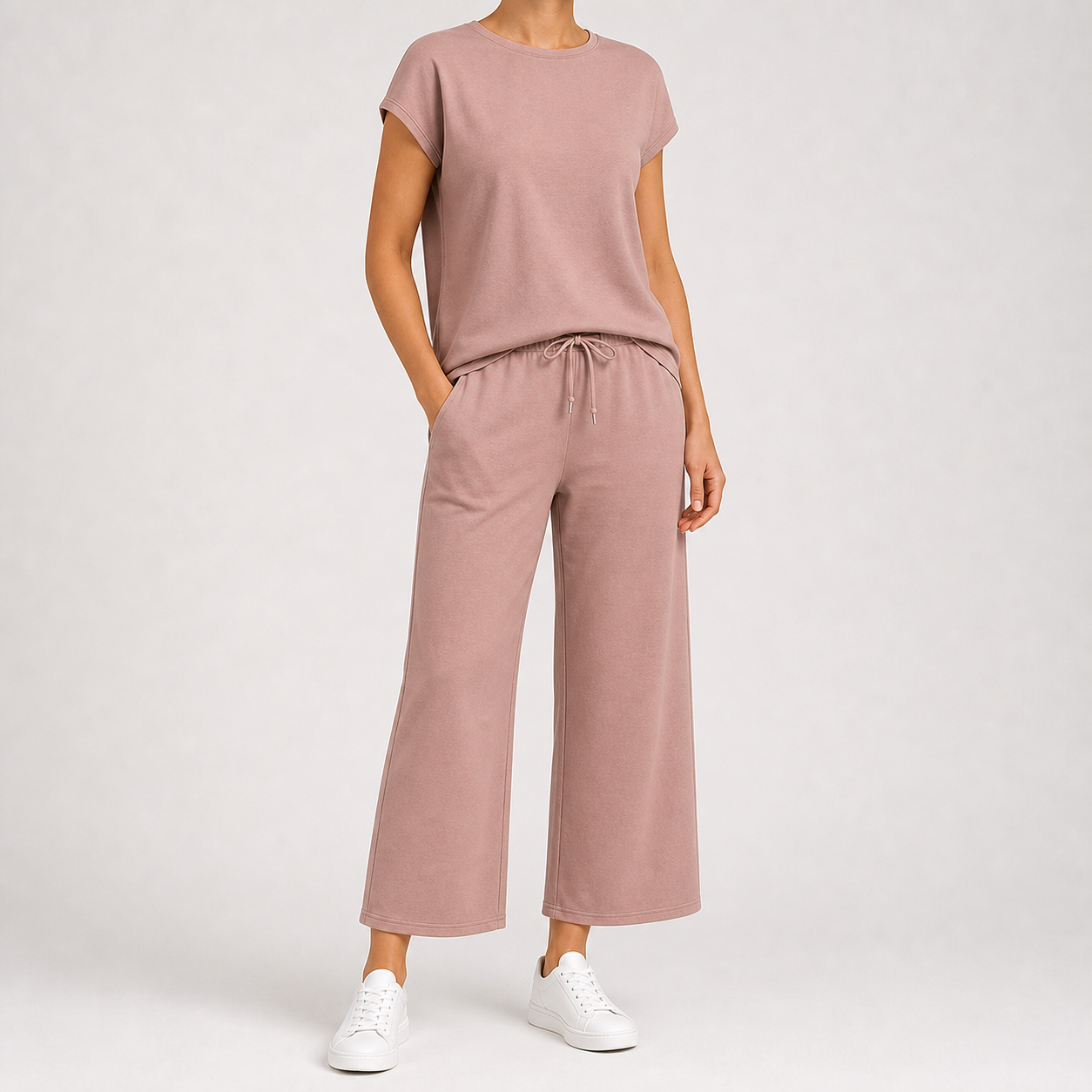 Women's Relaxed Short-Sleeve Wide-Leg Matching Set