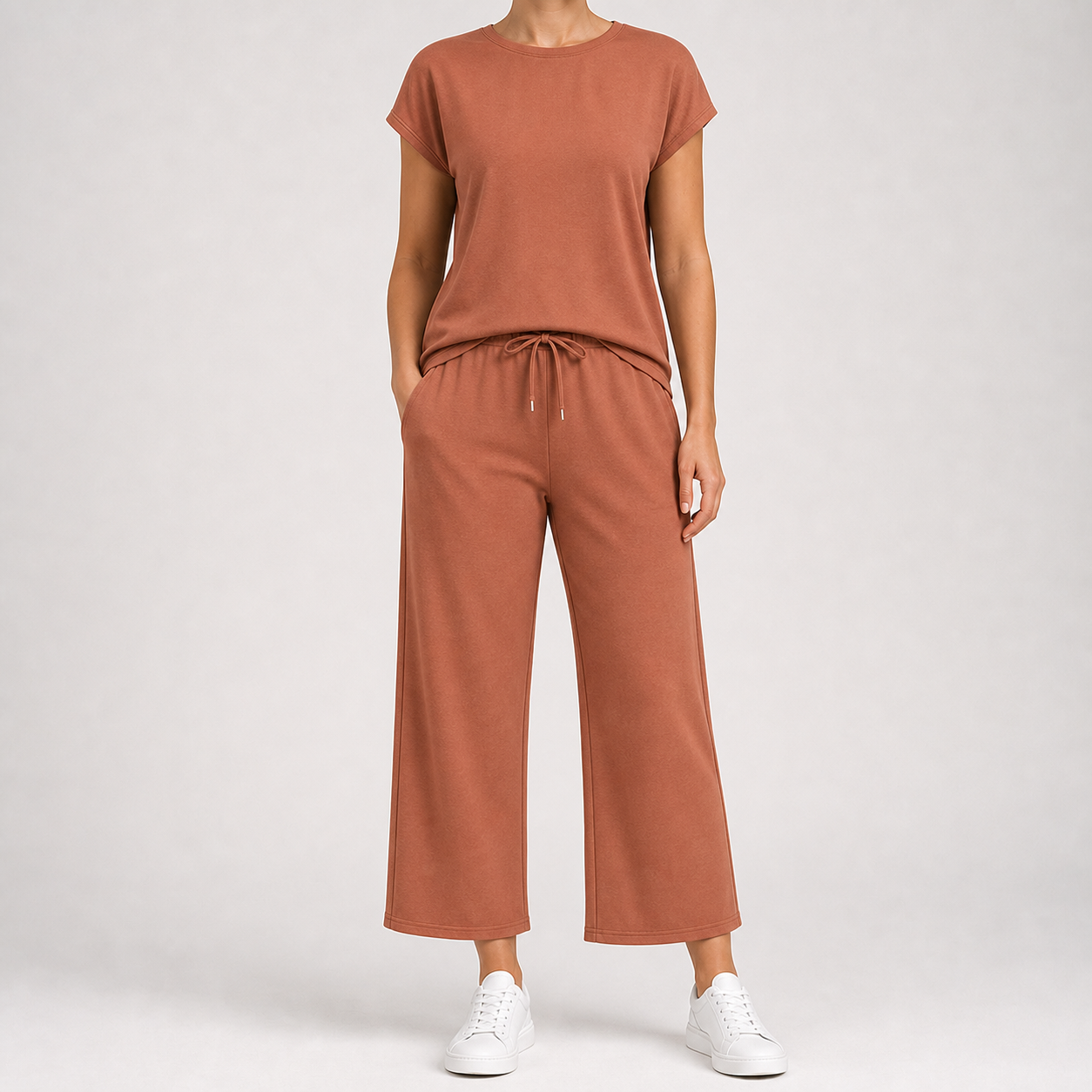 Women's Relaxed Short-Sleeve Wide-Leg Matching Set