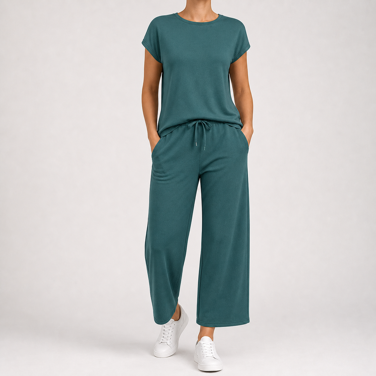 Women's Relaxed Short-Sleeve Wide-Leg Matching Set