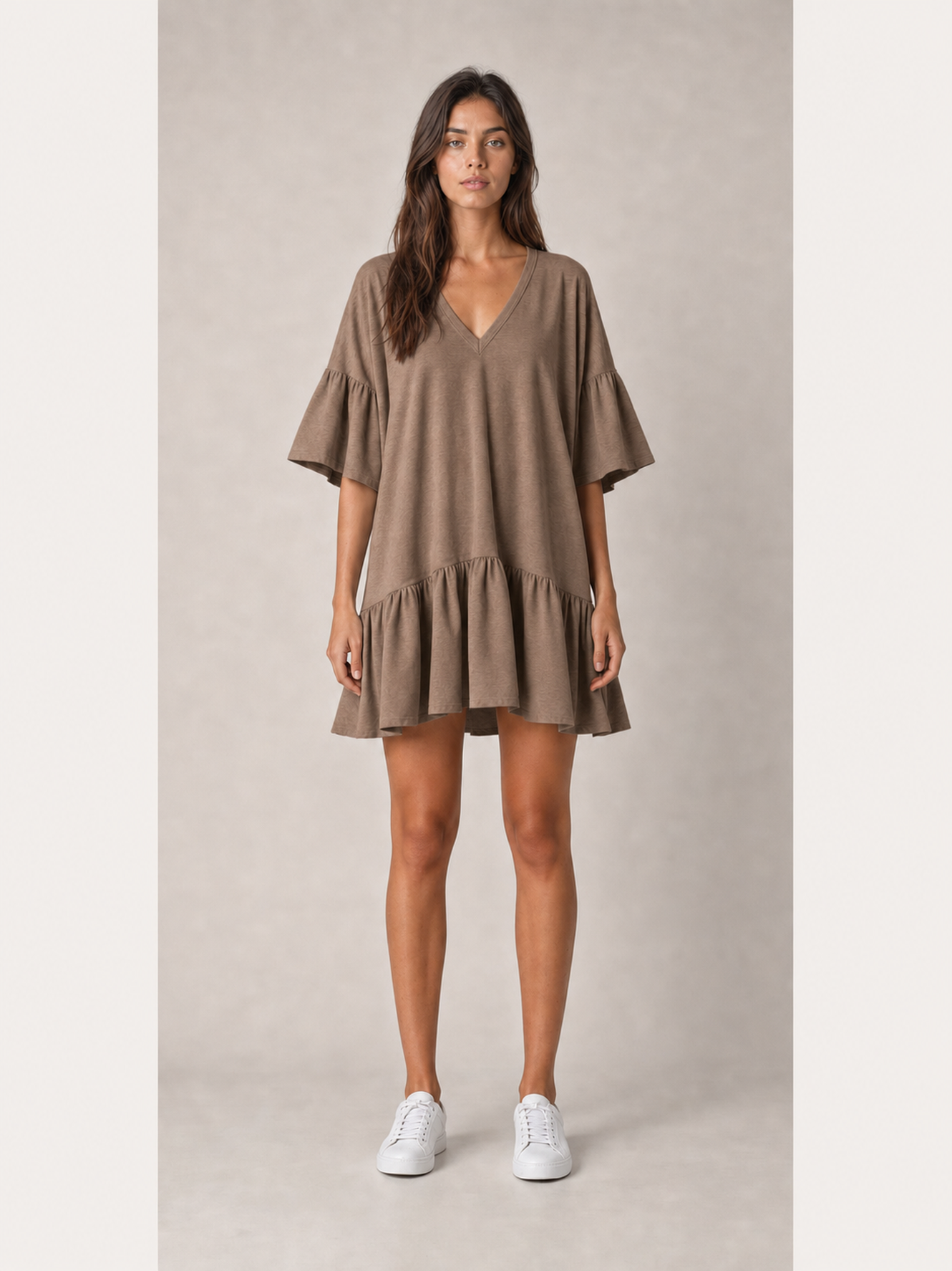 ⏰Seasonal Clearance Sale🔥Women's V-Neck Ruffle Sleeve Drop-Waist Mini Dress