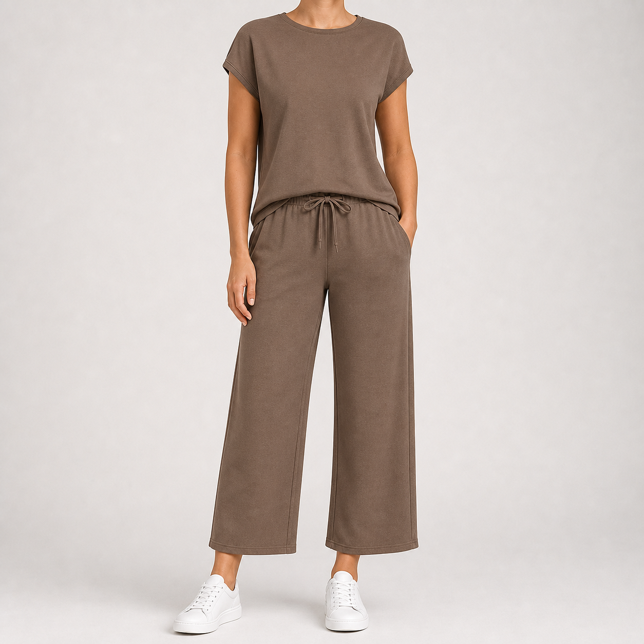 Women's Relaxed Short-Sleeve Wide-Leg Matching Set