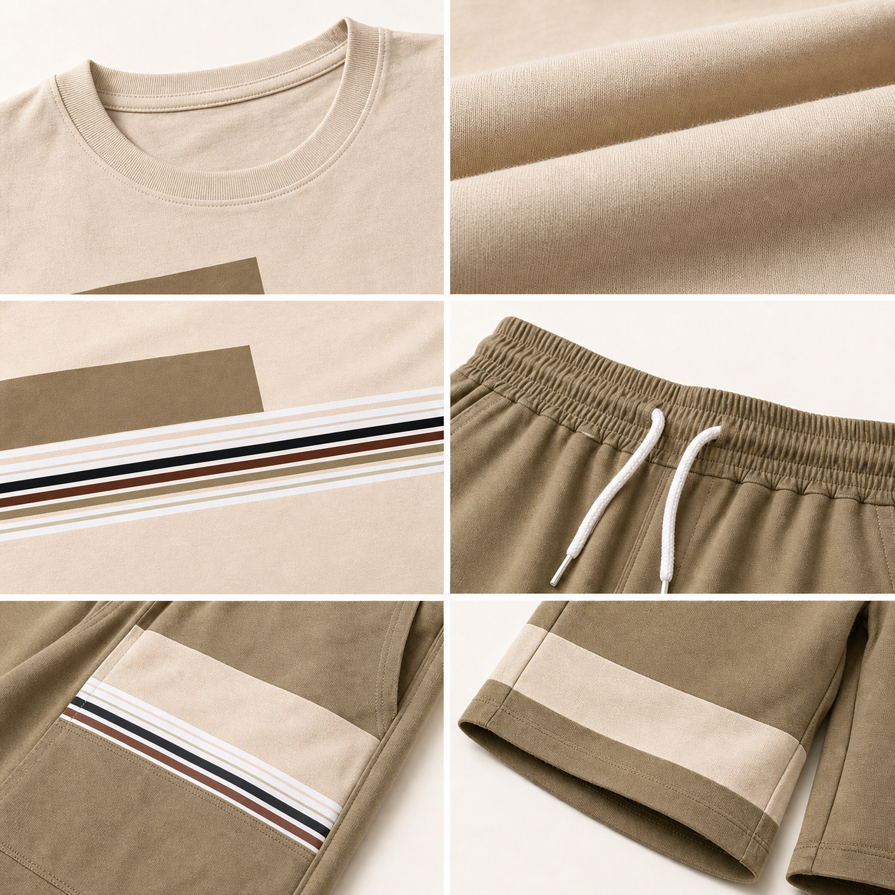 Mens summer matching set product detail collage
