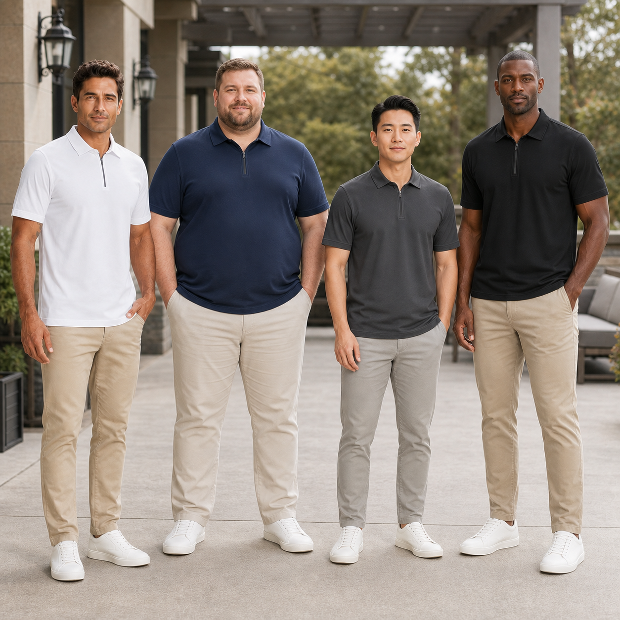 ⏰Seasonal Clearance Sale🔥Men's Short Sleeve Quarter-Zip Polo Shirt Set