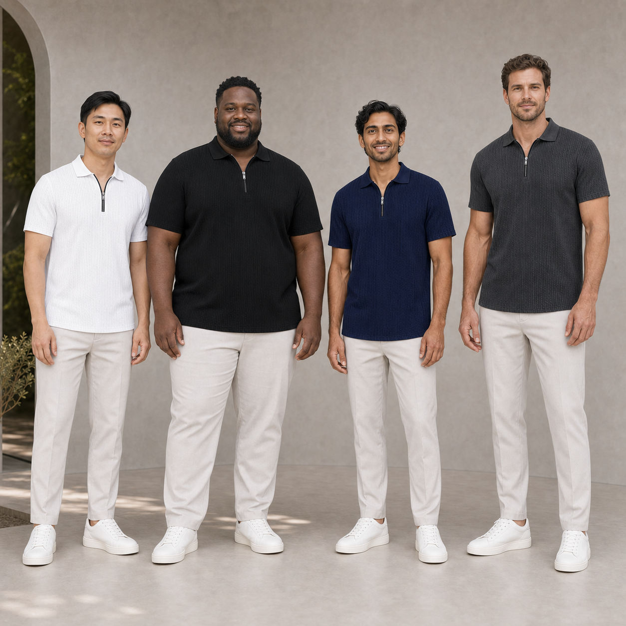 ⏰Seasonal Clearance Sale🔥Men's Cable Knit Quarter-Zip Polo Shirt