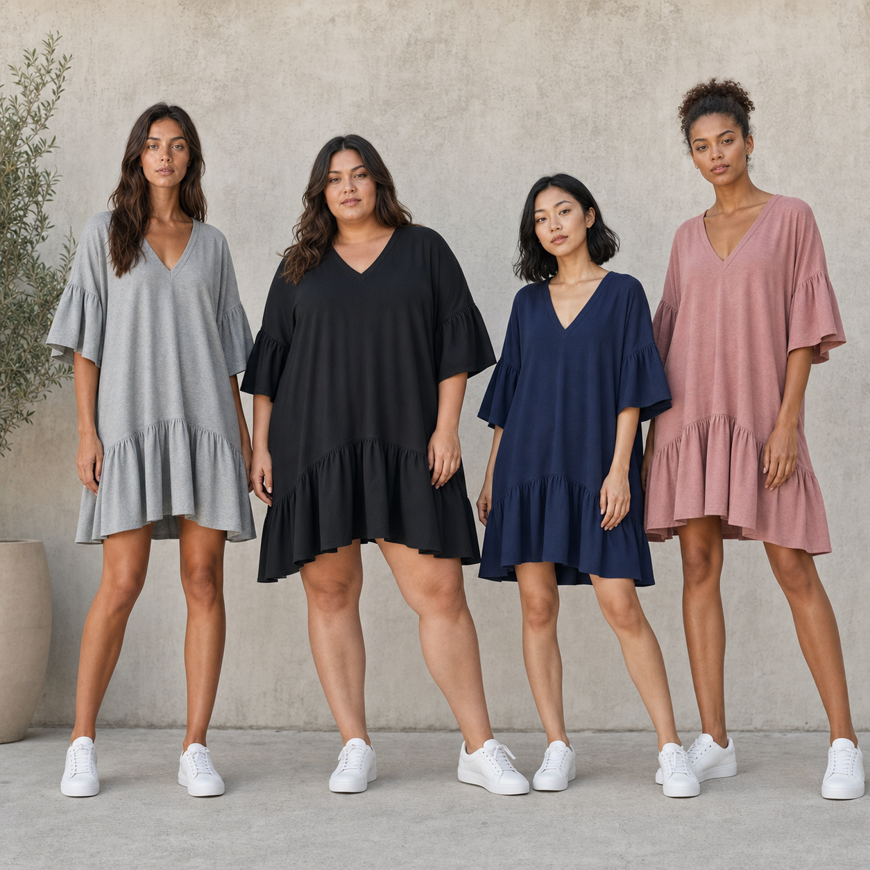 ⏰Seasonal Clearance Sale🔥Women's V-Neck Ruffle Sleeve Drop-Waist Mini Dress