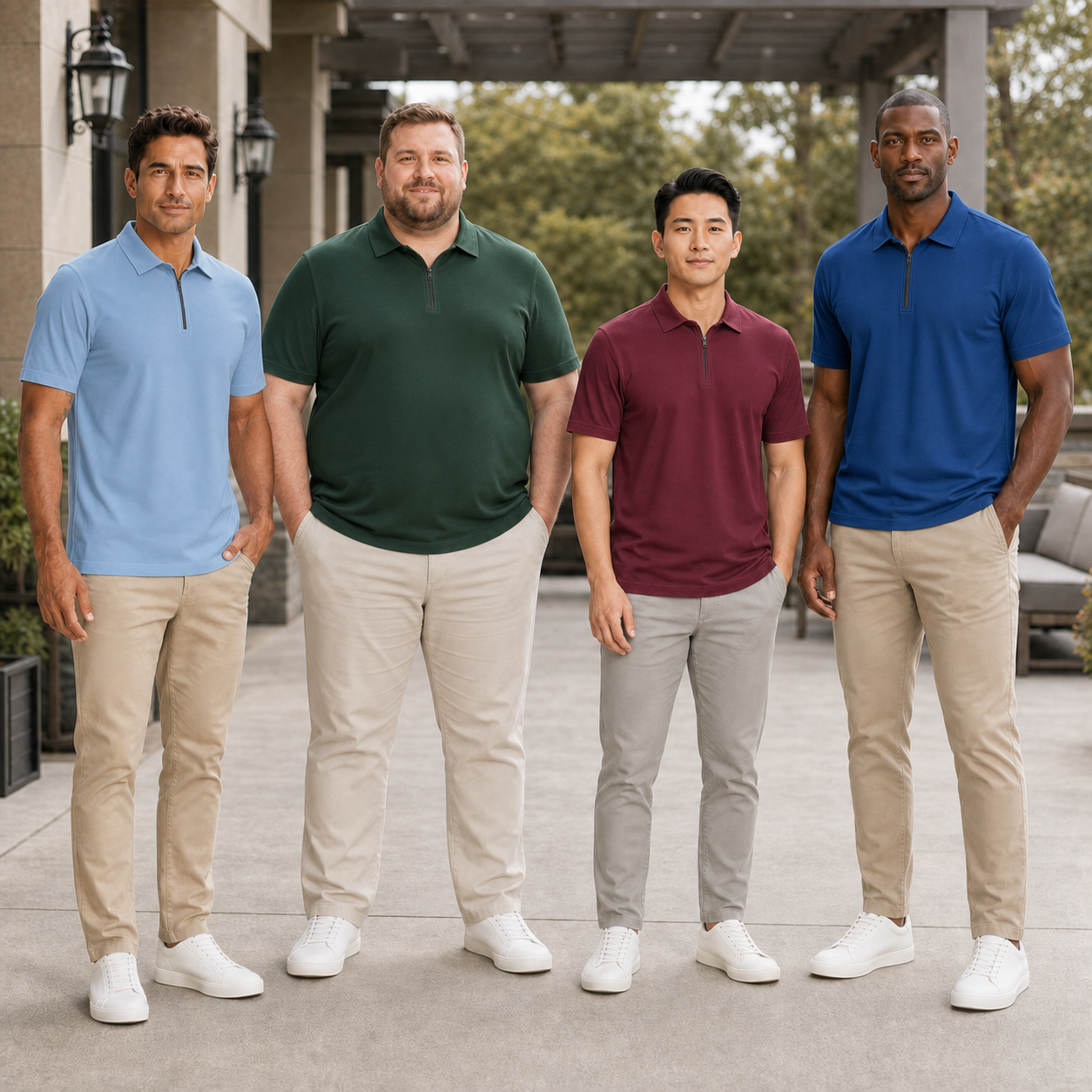 ⏰Seasonal Clearance Sale🔥Men's Short Sleeve Quarter-Zip Polo Shirt Set
