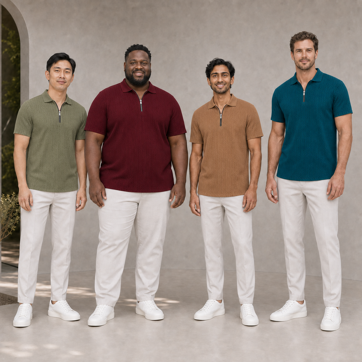 ⏰Seasonal Clearance Sale🔥Men's Cable Knit Quarter-Zip Polo Shirt