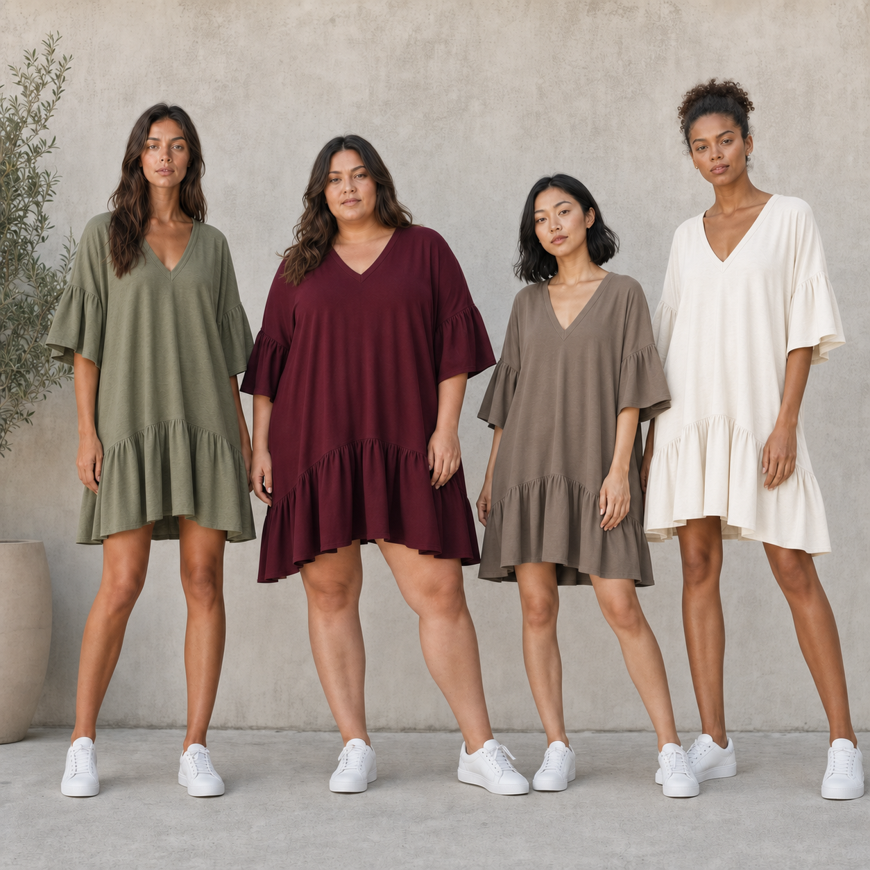 ⏰Seasonal Clearance Sale🔥Women's V-Neck Ruffle Sleeve Drop-Waist Mini Dress