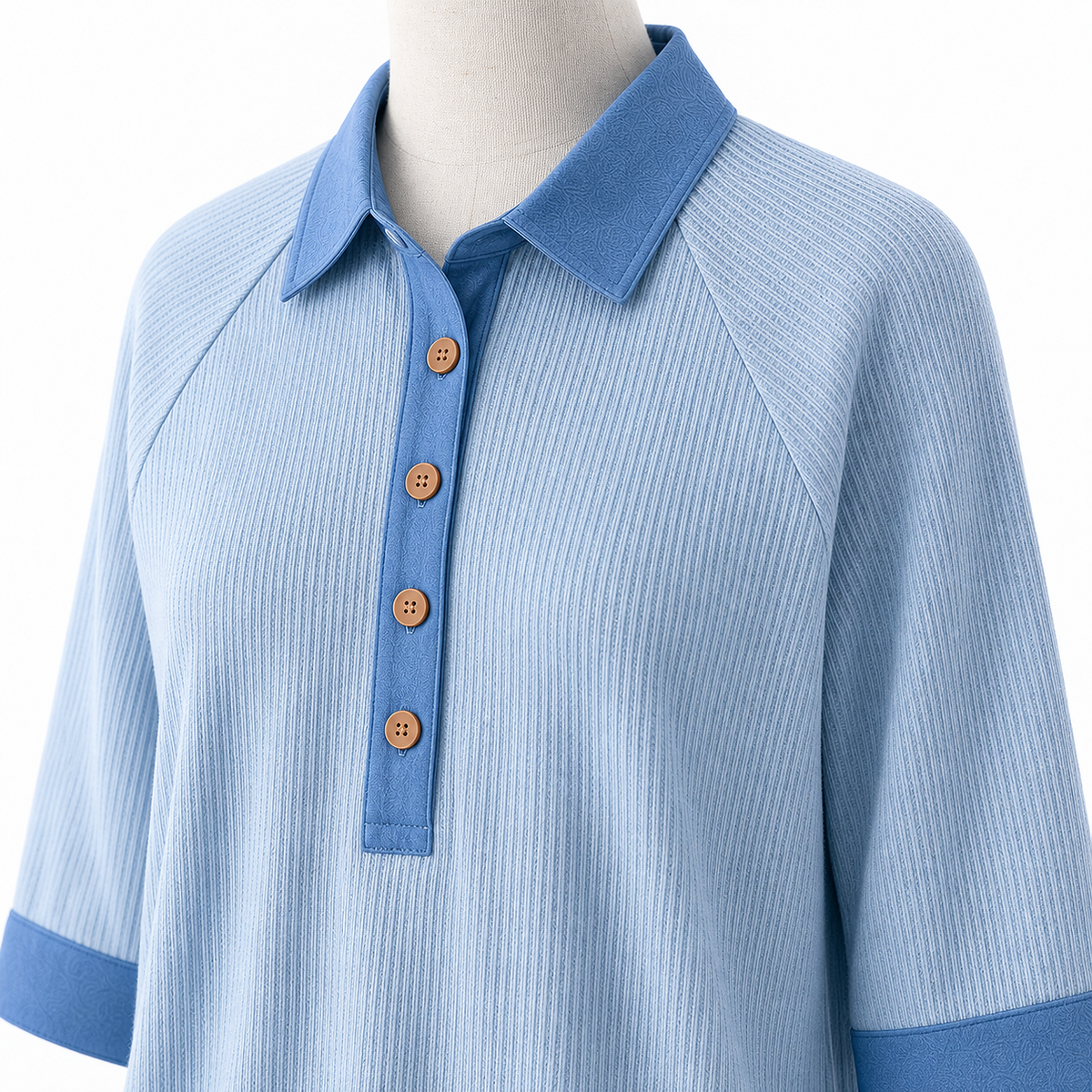 ⏰Seasonal Clearance Sale🔥Women's Textured Three-Quarter Sleeve Polo Tunic