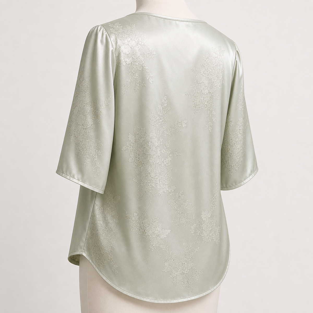 Women's Floral Satin-Look Short-Sleeve Blouse