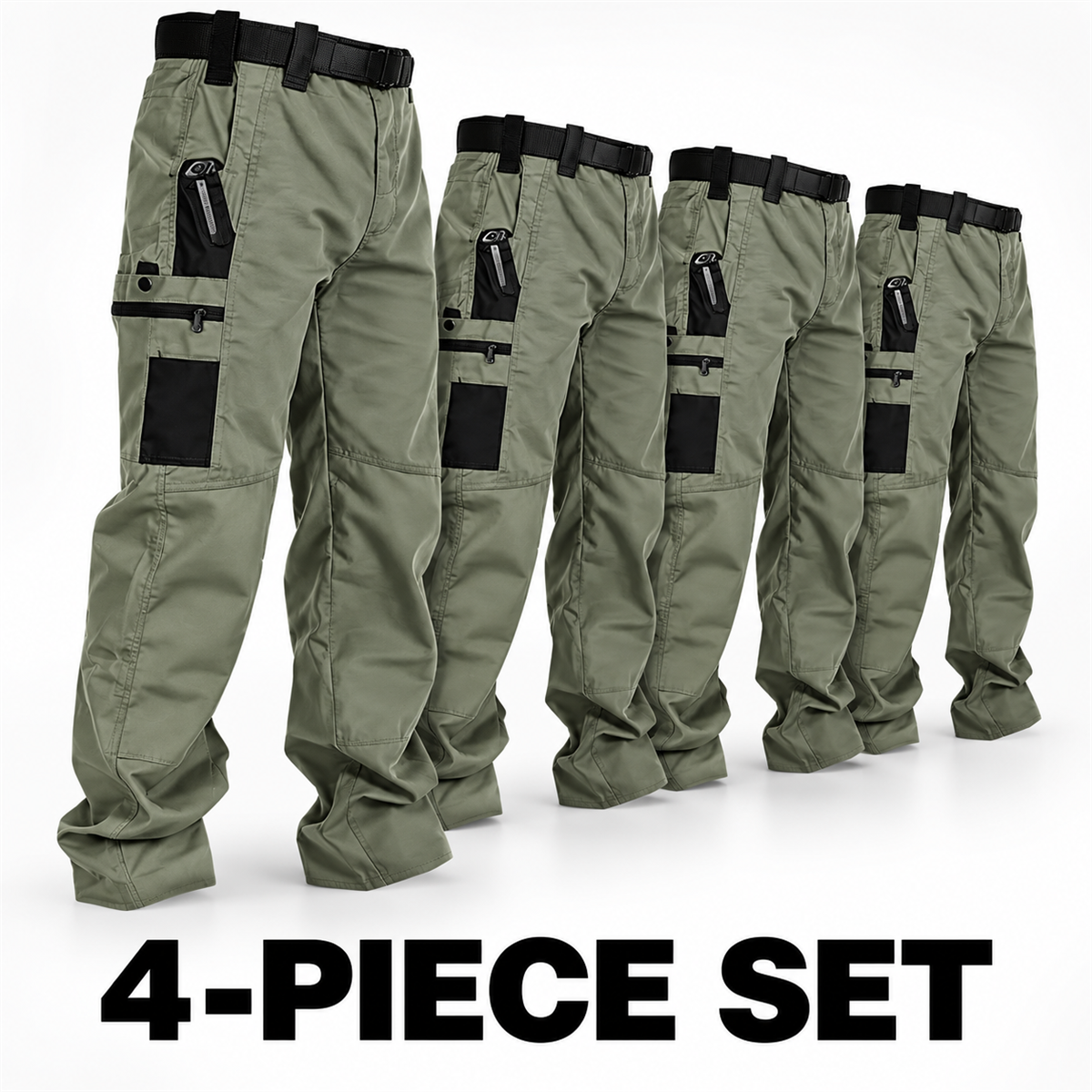 Men's Multi-Pocket Tactical Cargo Pants Multipack - 4-Piece Sage Pack
