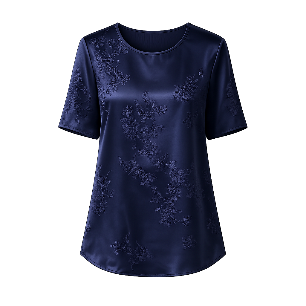 ⏰Seasonal Clearance Sale🔥Women's Floral Satin-Look Short-Sleeve Blouse