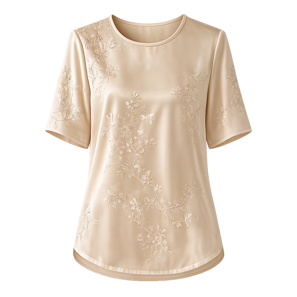 ⏰Seasonal Clearance Sale🔥Women's Floral Satin-Look Short-Sleeve Blouse