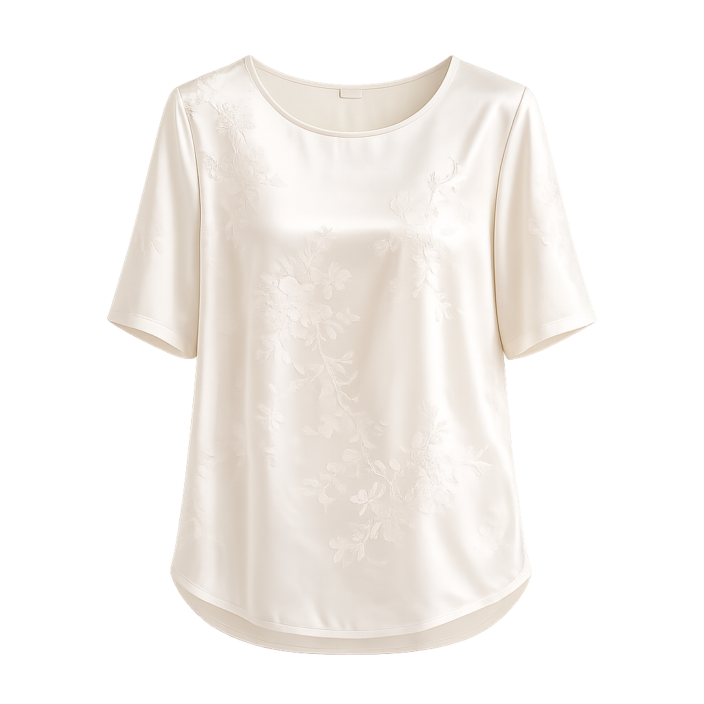 ⏰Seasonal Clearance Sale🔥Women's Floral Satin-Look Short-Sleeve Blouse