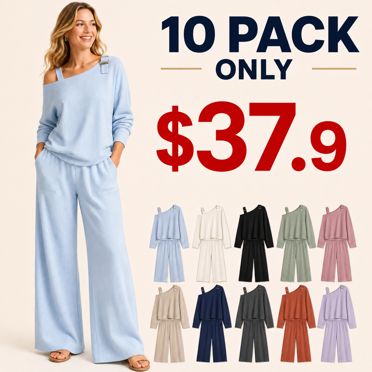⏰Store Closing Clearance⚡10 Pack for $37.9⚡Women's Off-Shoulder Buckle Lounge Set