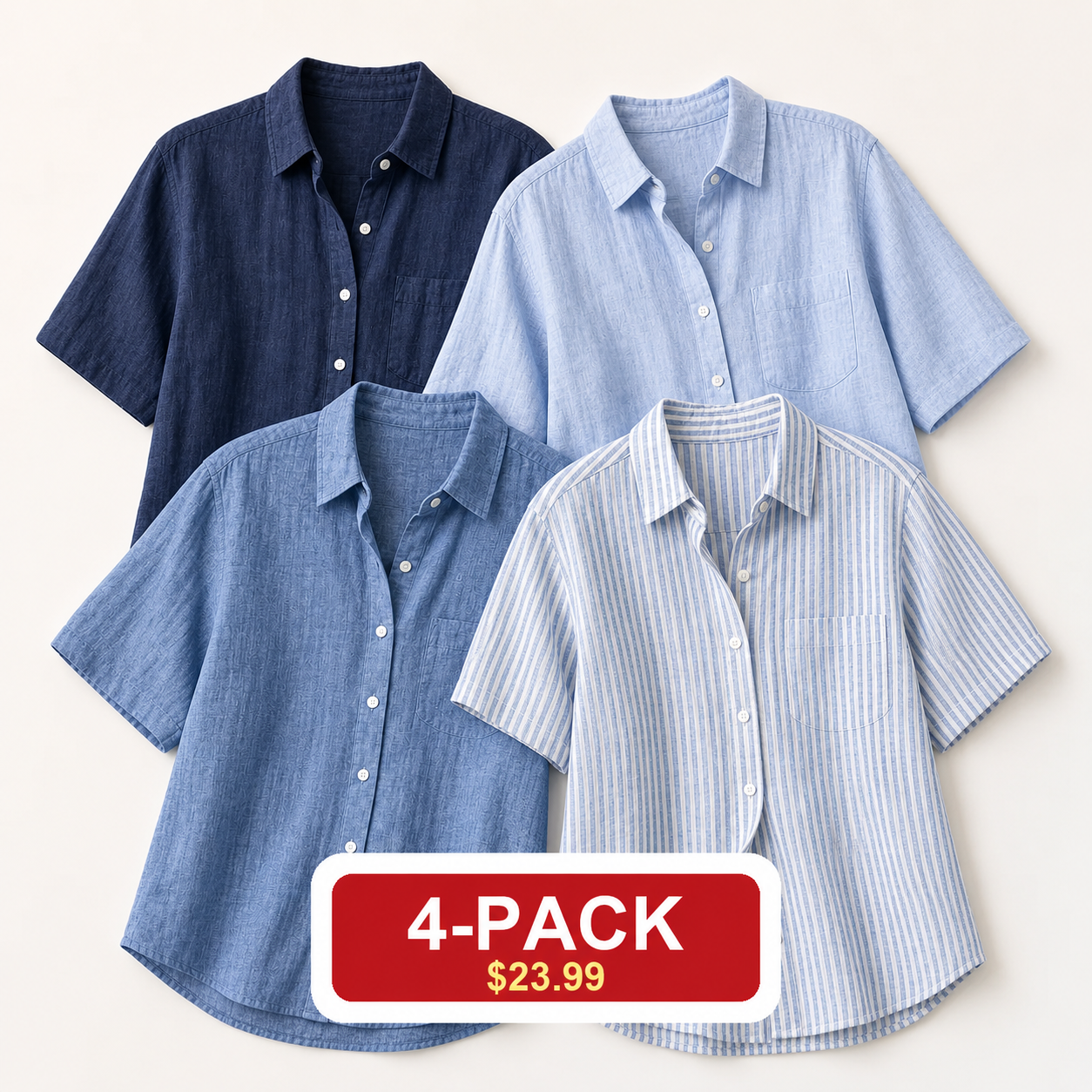 ⚡12-Pack for $39.99⚡Women's Lightweight Linen Long Sleeve Button Shirts