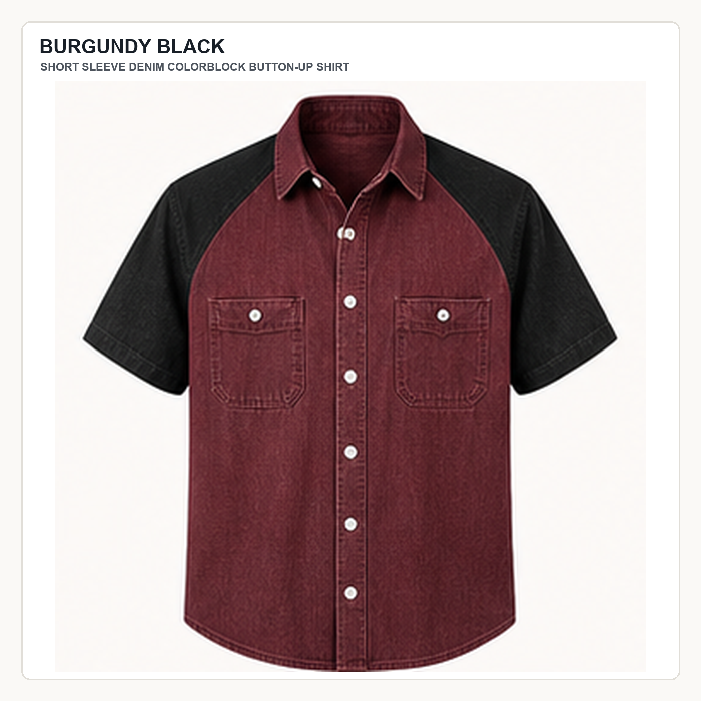 Men's Short Sleeve Denim Colorblock Button-Up Shirts