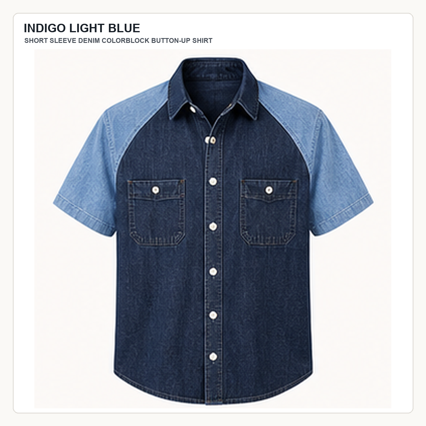 Men's Short Sleeve Denim Colorblock Button-Up Shirts