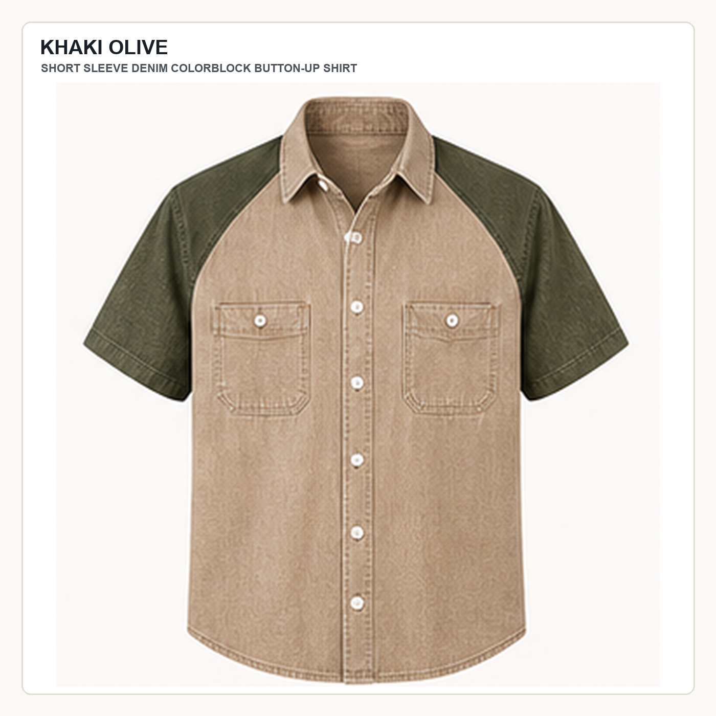 Men's Short Sleeve Denim Colorblock Button-Up Shirts