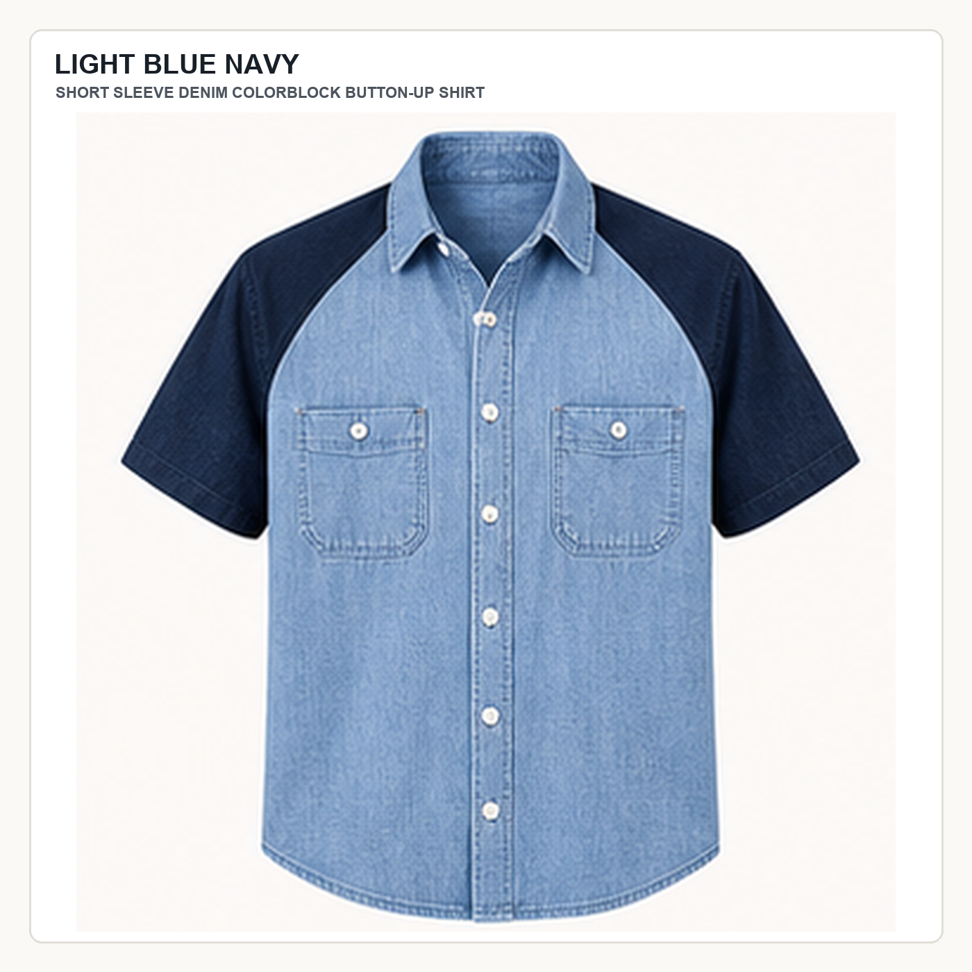 Men's Short Sleeve Denim Colorblock Button-Up Shirts