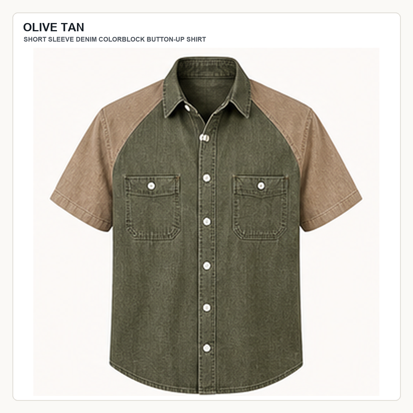 Men's Short Sleeve Denim Colorblock Button-Up Shirts