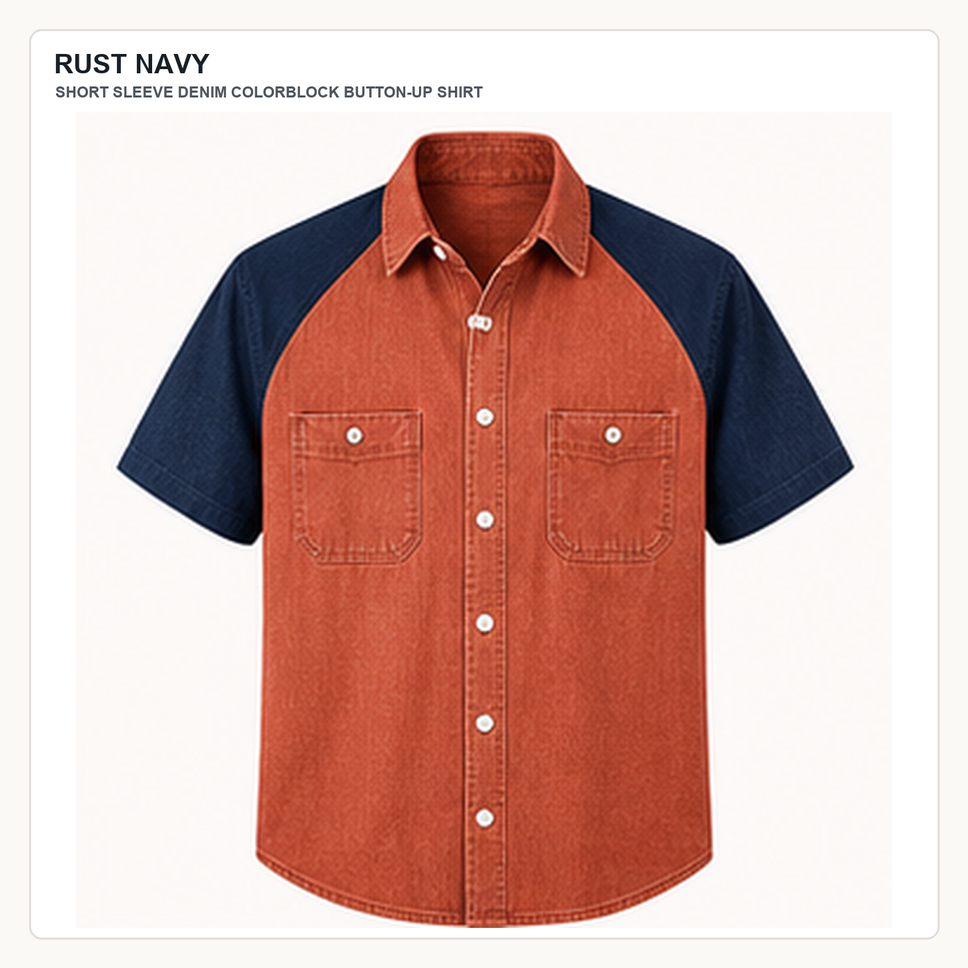 Men's Short Sleeve Denim Colorblock Button-Up Shirts