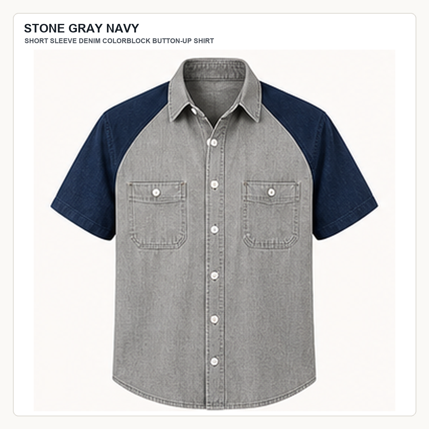 Men's Short Sleeve Denim Colorblock Button-Up Shirts