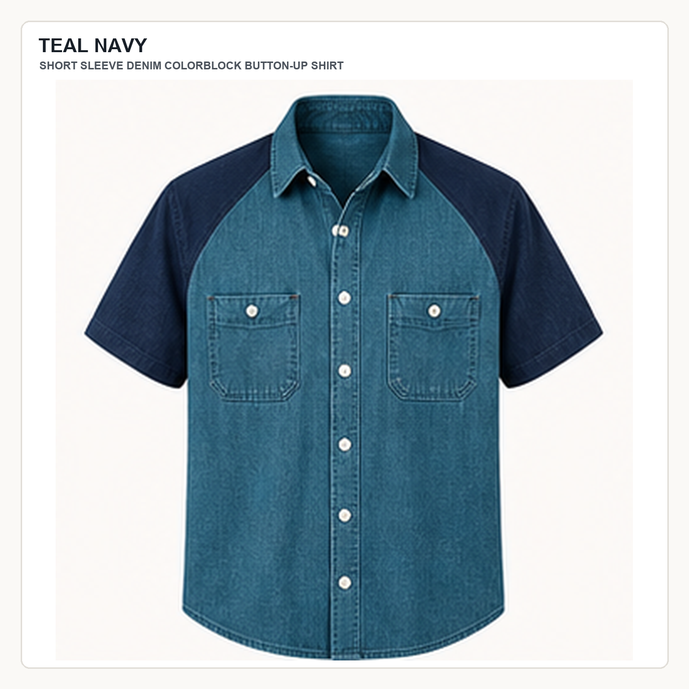 Men's Short Sleeve Denim Colorblock Button-Up Shirts