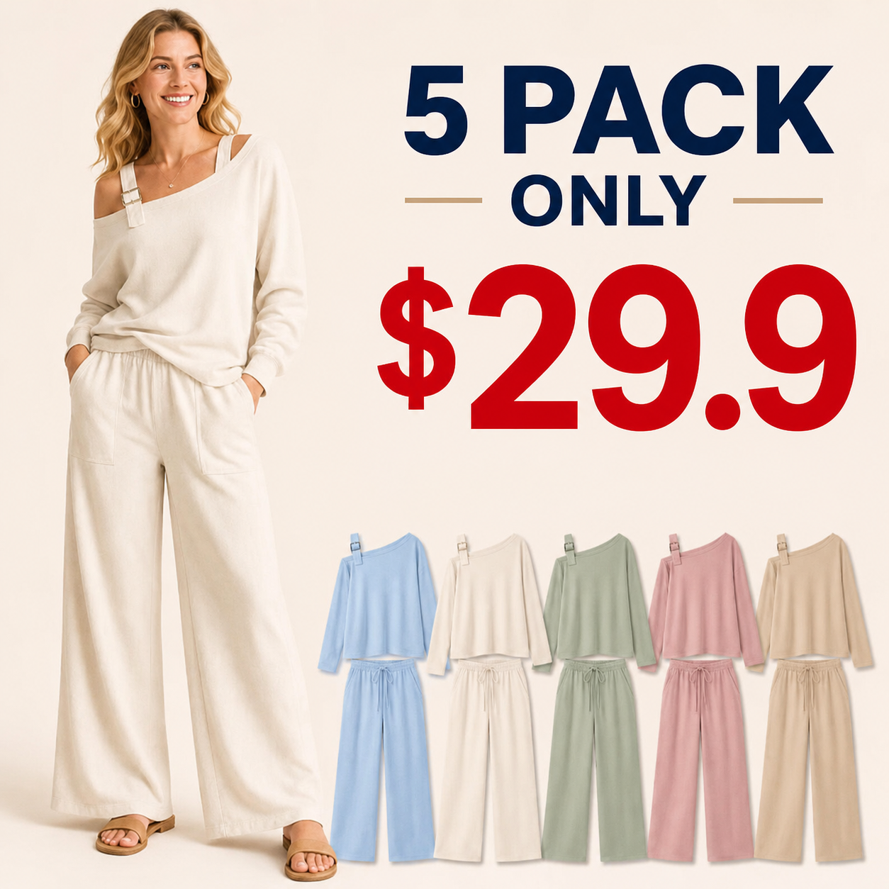 ⏰Store Closing Clearance⚡10 Pack for $37.9⚡Women's Off-Shoulder Buckle Lounge Set