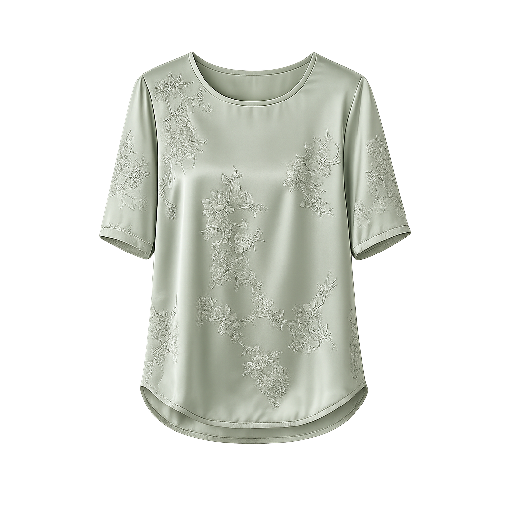 ⏰Seasonal Clearance Sale🔥Women's Floral Satin-Look Short-Sleeve Blouse
