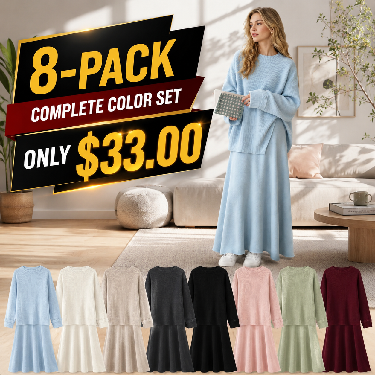 Women's Soft-Knit Relaxed Top and Maxi Skirt Set