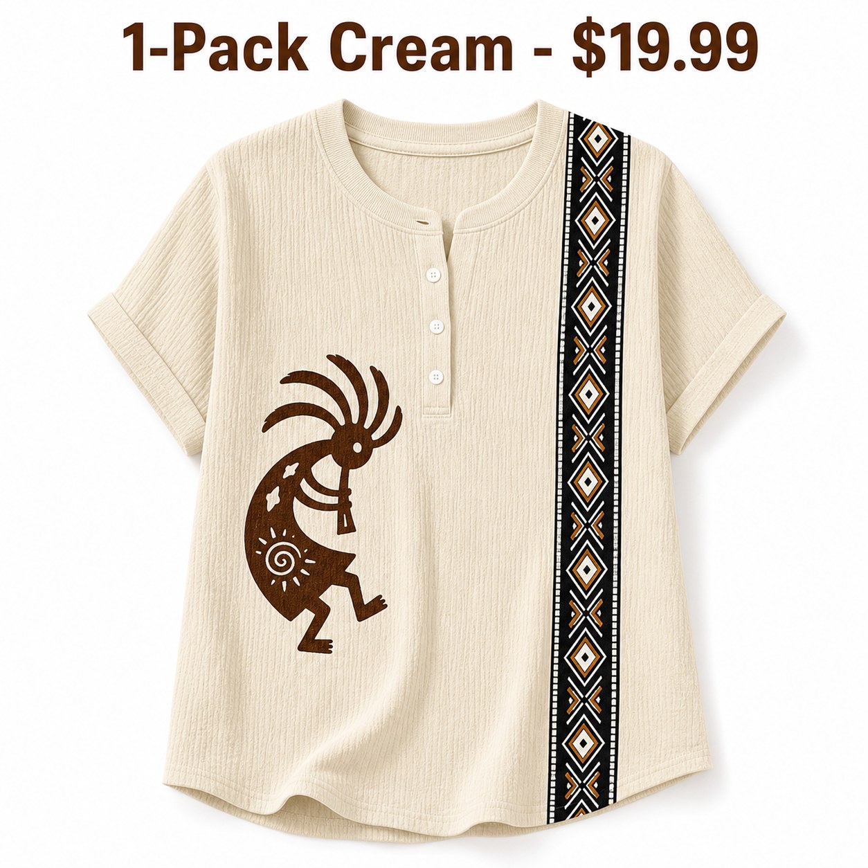 Women's Southwest Kokopelli henley top - bundle 1pack