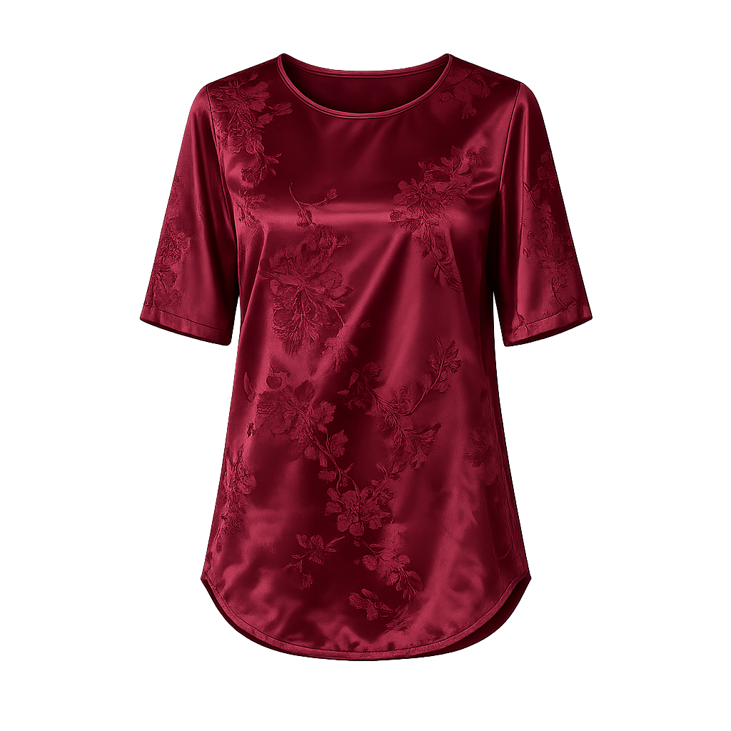 ⏰Seasonal Clearance Sale🔥Women's Floral Satin-Look Short-Sleeve Blouse