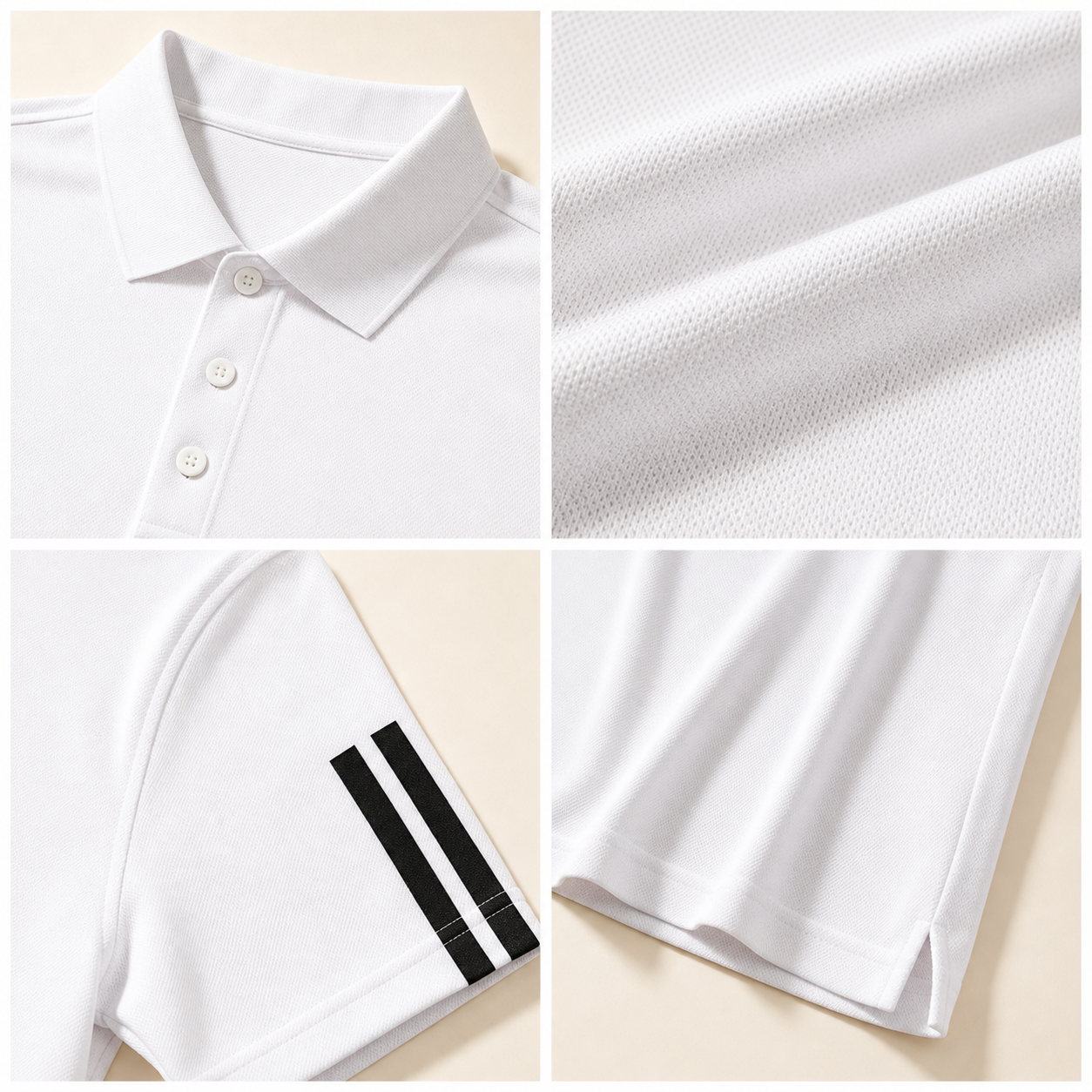Men's performance sport polo shirt detail collage