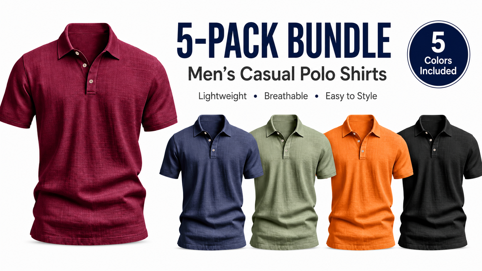 ⏰Seasonal Clearance Sale🔥10-PackOnly $32.9   Men’s Lightweight Textured Polo Shirt – Short Sleeve Smart-Casual Top