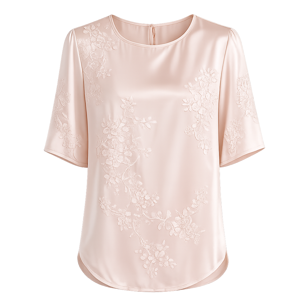 ⏰Seasonal Clearance Sale🔥Women's Floral Satin-Look Short-Sleeve Blouse