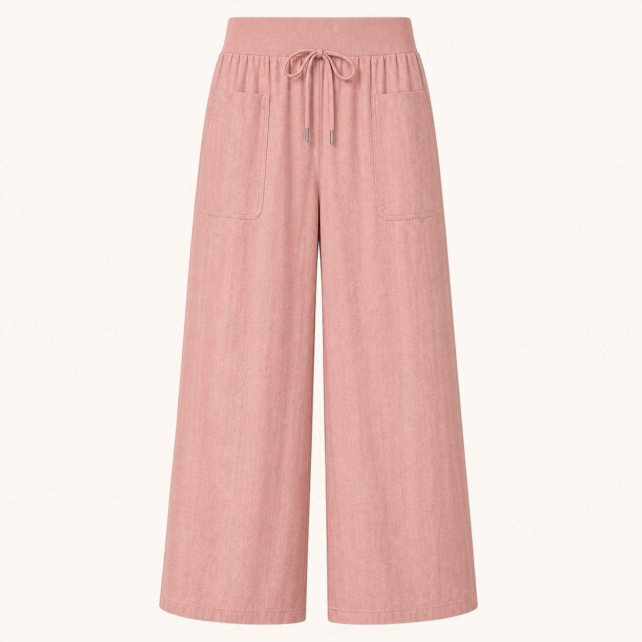 Blush Pink women's drawstring wide-leg lounge pants