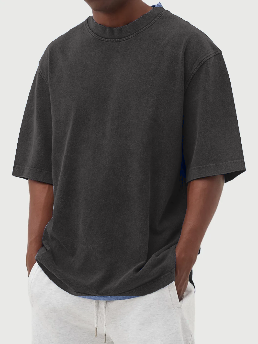 Charcoal men's oversized washed tee model
