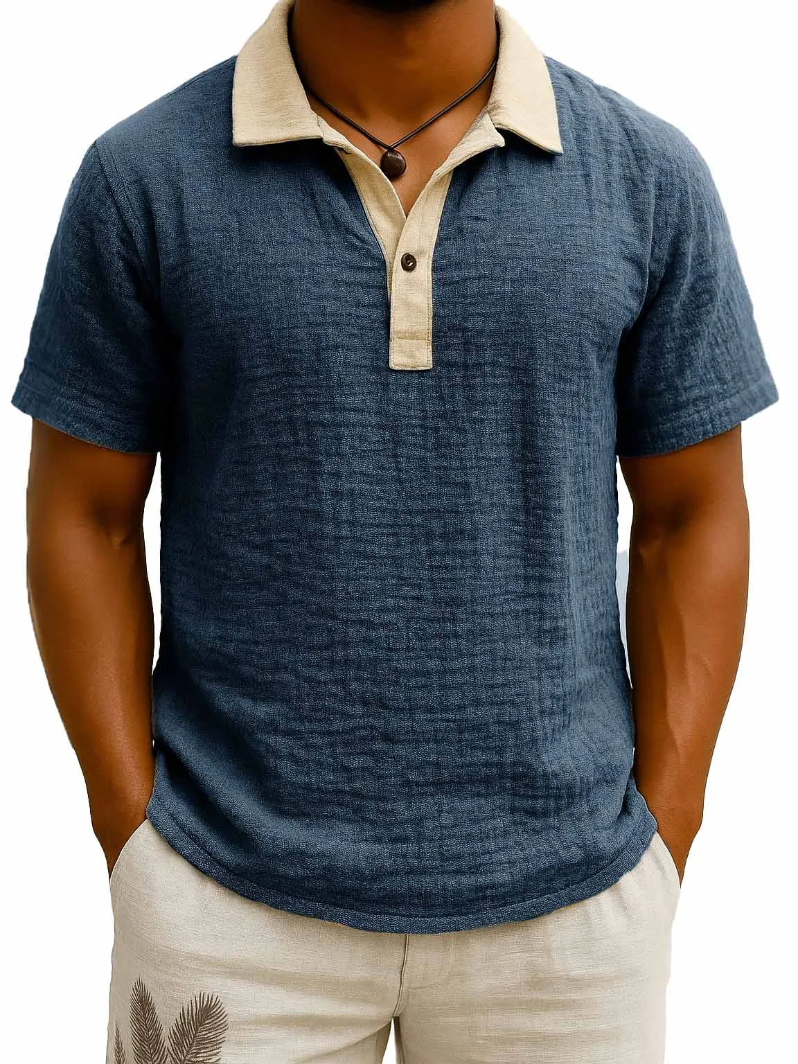 Indigo men's contrast collar polo model