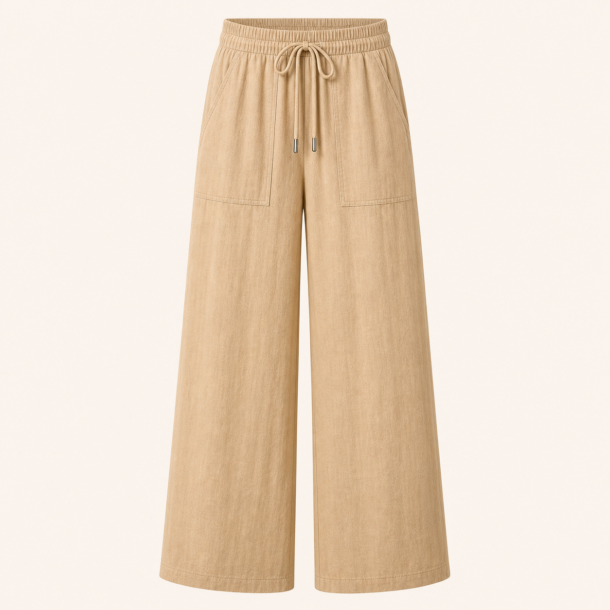Khaki women's drawstring wide-leg lounge pants