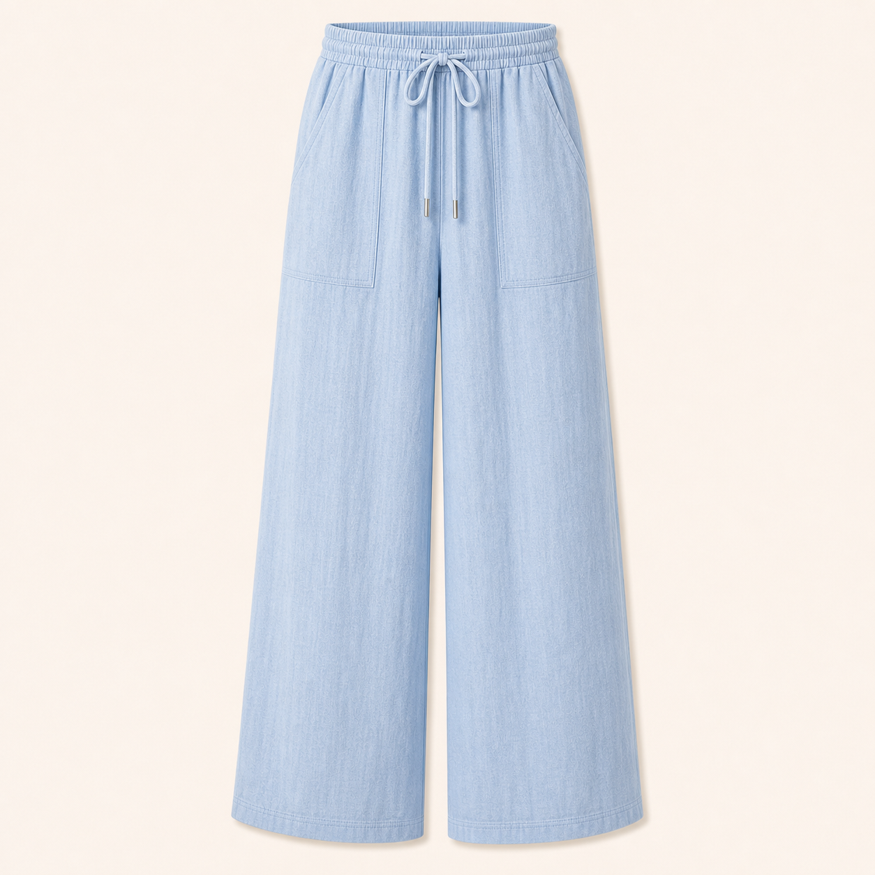 Light Blue women's drawstring wide-leg lounge pants