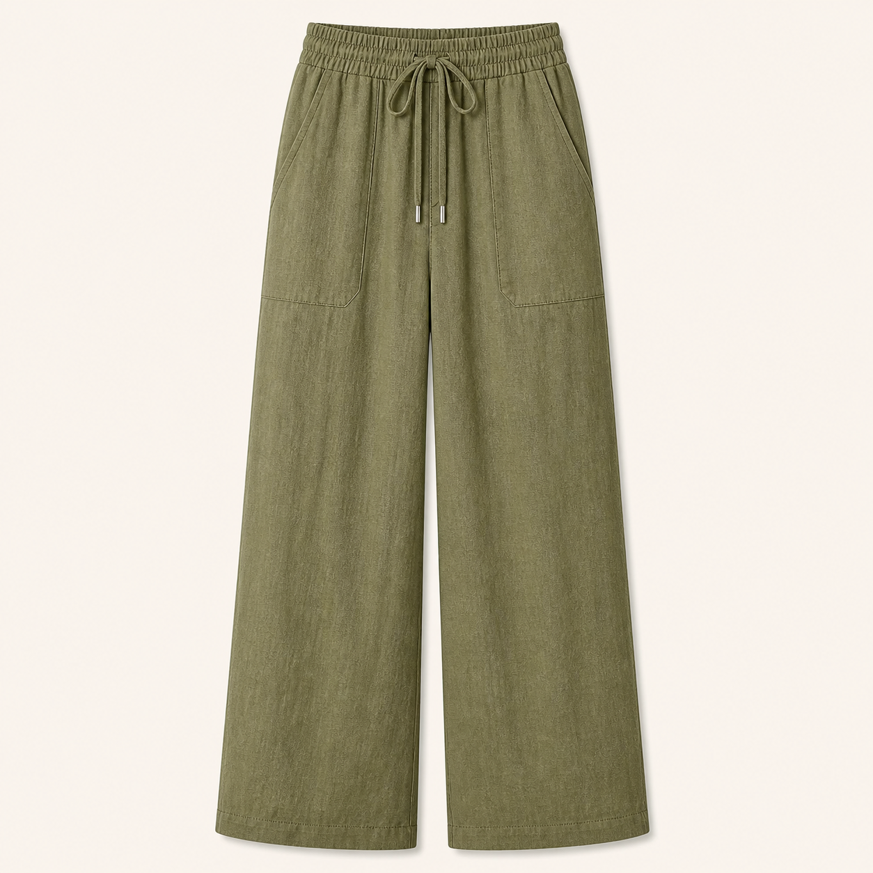 Olive women's drawstring wide-leg lounge pants