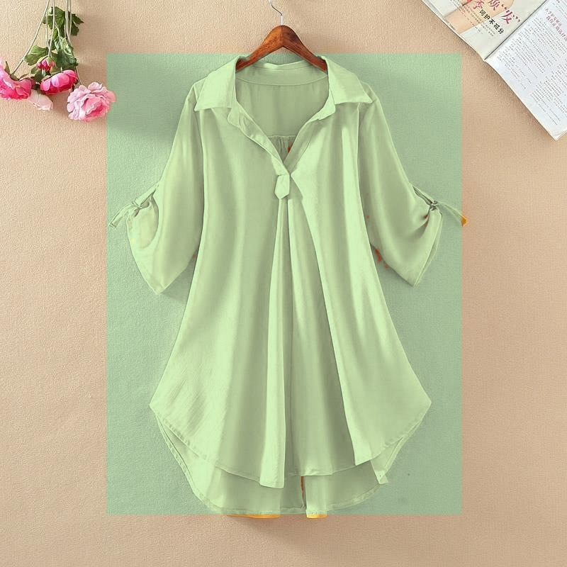 Sage Green women's roll tab tunic blouse