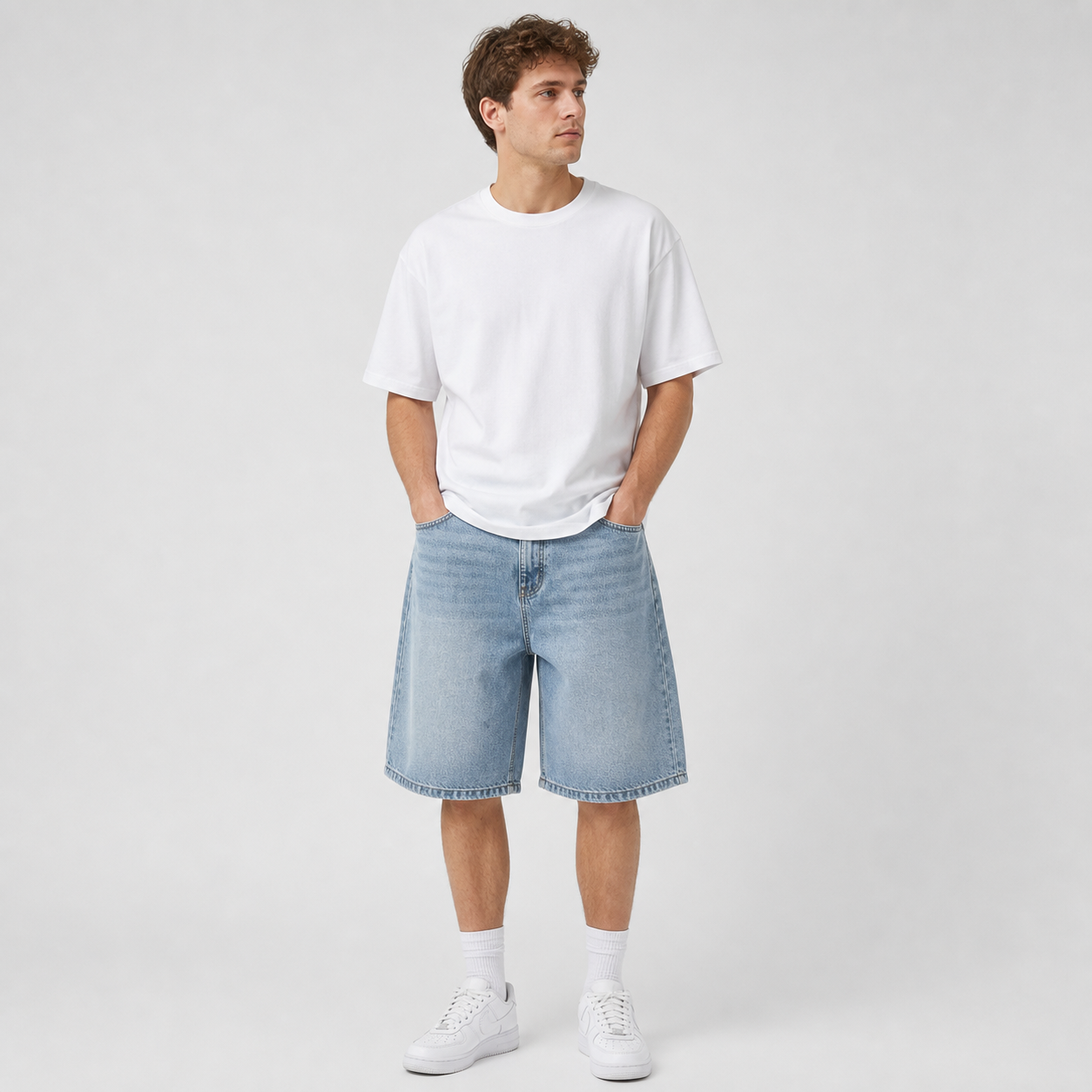Vintage Blue men's baggy denim shorts
