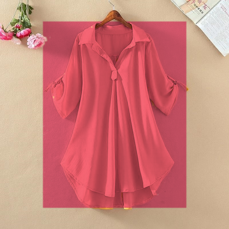 Wine Red women's roll tab tunic blouse
